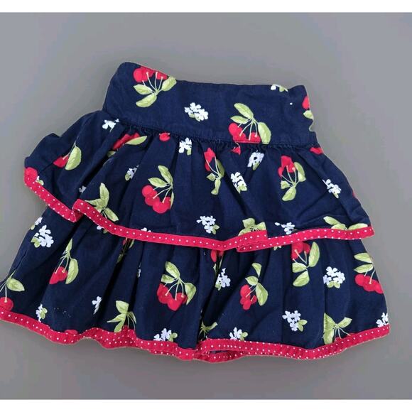 VTG Gymboree Cherry‎ Cute Blue Red White Blossoms Layered Skirt Size 5 - Picture 1 of 5